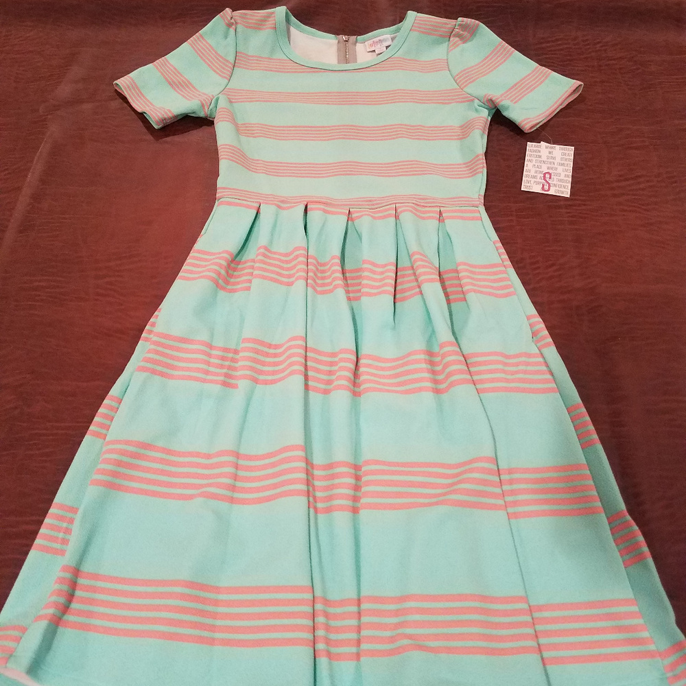 Mint Green/Pink Stripe Dress NEW